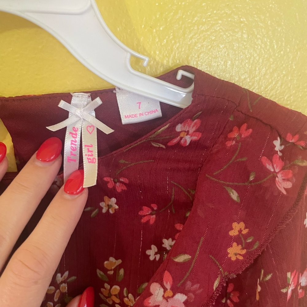☀️Floral Burgundy Dress-Trende Girl - Picture 4 of 5